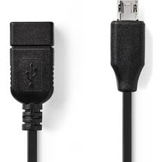 Nedis USB A-USB Micro-B - USB-kabel Kablar Nedis USB A-USB Micro-B 2.0 M-F 0.2m