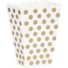 Popcornbägare Popcorn Box Botted Gold/White 8-pack