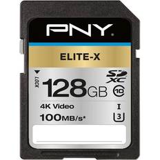 PNY 128 GB Minneskort & USB-minnen PNY Elite-X SDXC Class 10 UHS-I U3 128GB