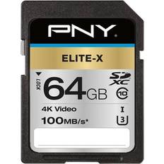 PNY 64 GB Minneskort PNY Elite-X SDXC Class 10 UHS-I U3 100MB/s 64GB