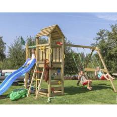 Klätterställningar Lekplats Jungle Gym Play Tower Complete Safari with Swing Stand 2 Swings & Slide