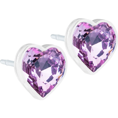 Blomdahl Heart Earrings - White/Purple