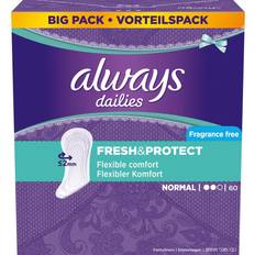 Always Mensskydd Always Dailies Fresh & Protect Fragrance Free Normal 60-pack