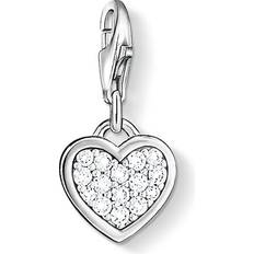 Berlocker & Hängen Thomas Sabo Glitter Heart Charm Pendant - Silver/White