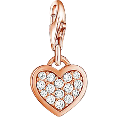 Thomas Sabo Charm Club Glitter Heart Charm Pendant - Rose Gold/White