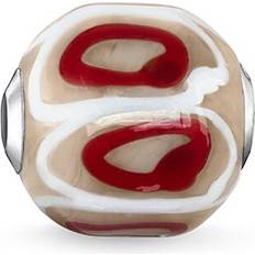 Thomas Sabo Glass Bead Silver Charm w. Glass - Silver/Red/Beige/White