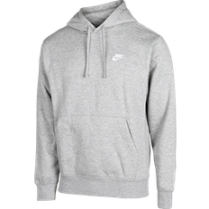 Gråa - Unisex Tröjor Nike Sportswear Club Fleece Pullover Hoodie - Dark Grey Heather/Matte Silver/White