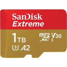 1 TB - USB Type-A Minneskort & USB-minnen SanDisk Extreme microSDXC Class 10 UHS-I U3 A2 190/130MB/s 1TB +Adapter