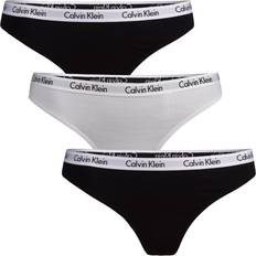 Calvin Klein Dam Kläder Calvin Klein Carousel Thongs 3-pack - Black/White/Black