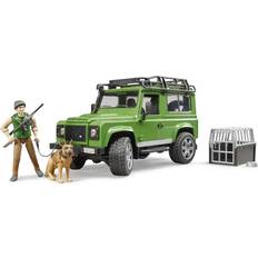 Bruder Plastleksaker Jeepar Bruder Land Rover Defender Station Wagon with Forester & Dog 02587