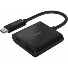 High Speed (4K) - Kabeladaptrar Kablar Belkin USB C - HDMI/USB C PD M-F Adapter 0.1m
