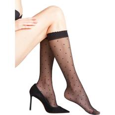 Dam - Prickiga Strumpor Falke Dot 15 Den Women Knee-high Socks - Black