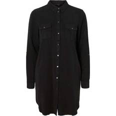Enfärgade - Korta klänningar - XXL Vero Moda Silla Long Sleeved Shirt Mini Dress - Black/Black