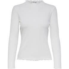 16 - Dam T-shirts & Linnen Only Emma Rib Top - White/Egret