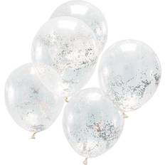Ginger Ray Latex Ballons Holographic Glitter Silver 5-pack