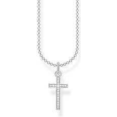 Thomas Sabo Cross Pavé Necklace - Silver/White