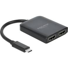 DeLock HDMI-kablar - Rund - USB C-HDMI DeLock Splitter USB C-2HDMI M-F 0.2m