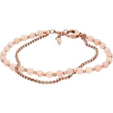 Fossil Semi Precious Double Chain Bracelet - Rose Gold/Pink