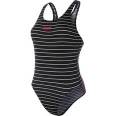 Speedo Endurance+ Printed Medalist Swimsuit - Black/White