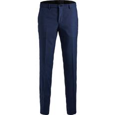 Herr - Ull Byxor Jack & Jones Super Slim Fit Suit Trousers - Blue/Medieval Blue