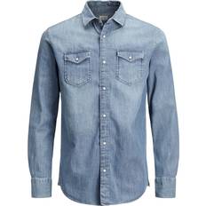 Blåa - Herr - Jeansskjortor Jack & Jones Denim Shirt - Blue/Medium Blue Denim