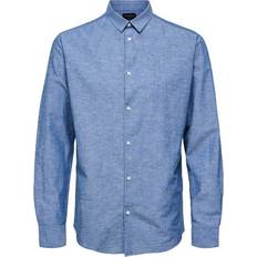 Blåa - Herr - Linneskjortor Selected Linen Shirt - Light Blue