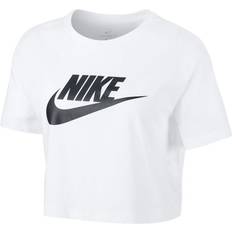 Nike Bomull - Dam - Vita T-shirts Nike Women's Sportswear Essential Cropped T-shirt - White/Black