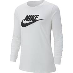 Nike Bomull - Dam - Vita T-shirts Nike Women's Sportswear Long-Sleeve T-shirt- White/Black