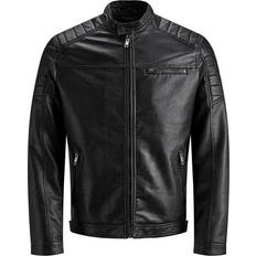 Jack & Jones Herr - Polyester Jackor Jack & Jones Imitation Leather Jacket - Black