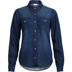 Vila Dam Skjortor Vila Bista Pocket Denim Shirt - Blue/Dark Blue Denim