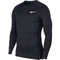 Nike Herr Underställ Nike Pro Tight-Fit Long-Sleeve Top Men - Black/White