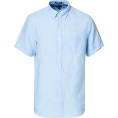 Blåa - Herr - Linneskjortor Gant Regular Fit Short Sleeve Linen Shirt - Capri Blue