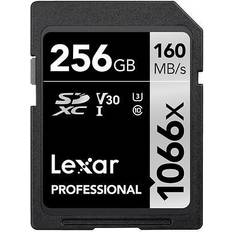 256 GB - SDXC - UHS-II Minneskort & USB-minnen LEXAR Professional SDXC Class 10 UHS-I U3 V30 256GB (1066x)
