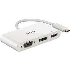 HDMI-kablar - Hane - Hona D-Link USB C-HDMI/VGA/Displayport M-F 0.1m