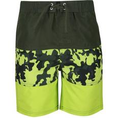 Kamouflage Badkläder Regatta Kid's Shaul III Swim Shorts - Racing Green Camo Print Electric Lime