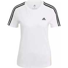 Adidas Bomull - Dam - Långa kjolar - Vita T-shirts adidas Women's Loungewear Essentials Slim 3-Stripes T-shirt - White/Black
