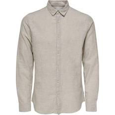 Linne Skjortor Only & Sons Solid Long Sleeved Shirt - Grey/Chinchilla