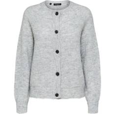Selected Wool Blend Cardigan - Grey/Light Grey Melange
