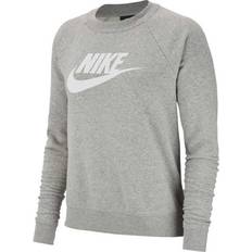 Nike 46 - Dam Tröjor Nike Sportswear Essential Fleece Crew Sweatshirt - Dark Gray Heather/Matte Silver/White