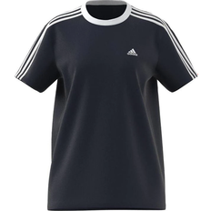 Adidas Blåa - Bomull - Dam - Långa kjolar T-shirts adidas Women's Essentials 3 Stripe T-shirt - Crew Blue