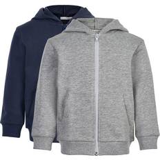 Minymo Hoodies Minymo Sweat Jacket With Hood 2-Pack - Grey Melanga (5752-131)
