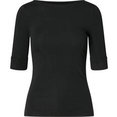 Lauren Ralph Lauren Dam T-shirts & Linnen Lauren Ralph Lauren Cotton Boatneck Top - Black