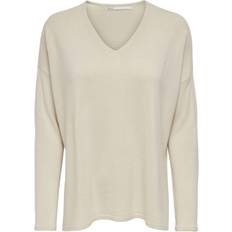 Only V-Neck Knitted Pullover - Beige/Pumice Stone