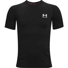 T-shirts Barnkläder Under Armour Boy's Heatgear Short Sleeve - Black/White (1361723-001)
