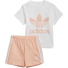 adidas Infant Trefoil Shorts Tee Set - White/Glow Pink (GN8192)