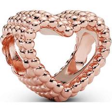 Pandora Silver Berlocker & Hängen Pandora Beaded Open Heart Charm - Rose Gold