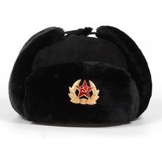 MFH Russian Fur Hat with Communist Badge unisex - Black