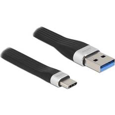 DeLock Svarta - USB A-USB C - USB-kabel Kablar DeLock Flat USB A-USB C 3.1 (Gen.2) 0.1m