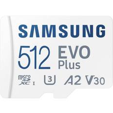 Samsung Minneskort Samsung Evo Plus microSDXC Class 10 UHS-I U3 V30 A2 130 MB/s 512GB +Adapter