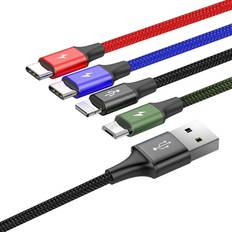 Baseus Kabeladaptrar Kablar Baseus Rapid USB A-2USB C/USB Micro B/Lightning 1.2m